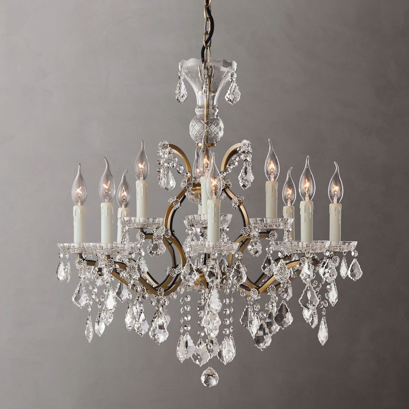 19TH Rococo Crystal Round Chandelier 28"