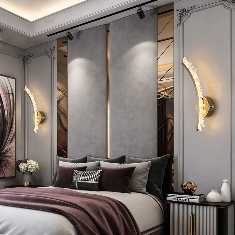 Gina Rock Crystal Bracket Wall Sconce(Silver Finish)