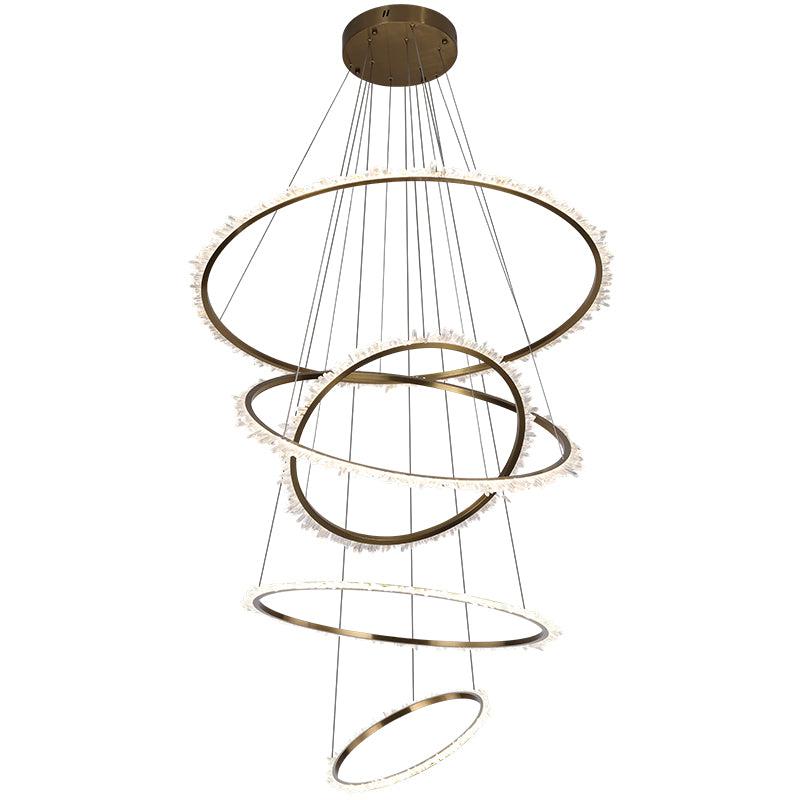 Gina Rock Crystal Multi Rings Chandelier For Staircase