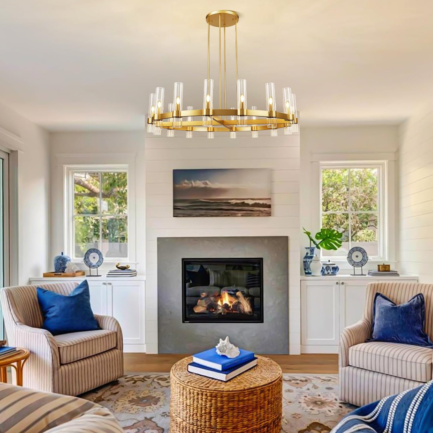 Rata Modern Fashion Glass Round Chandelier Light D36‘’