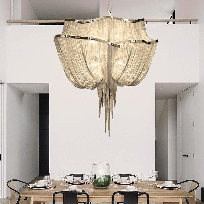 Alisa Luxury Double-Layer Aluminum Chain Tassel Chandelier