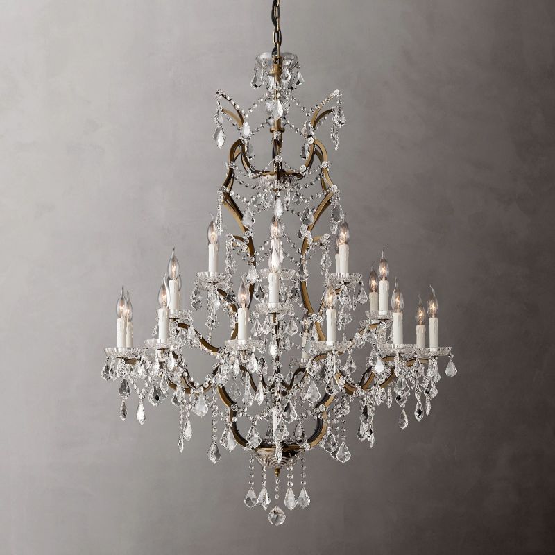 19TH Crystal Round Chandelier 40"