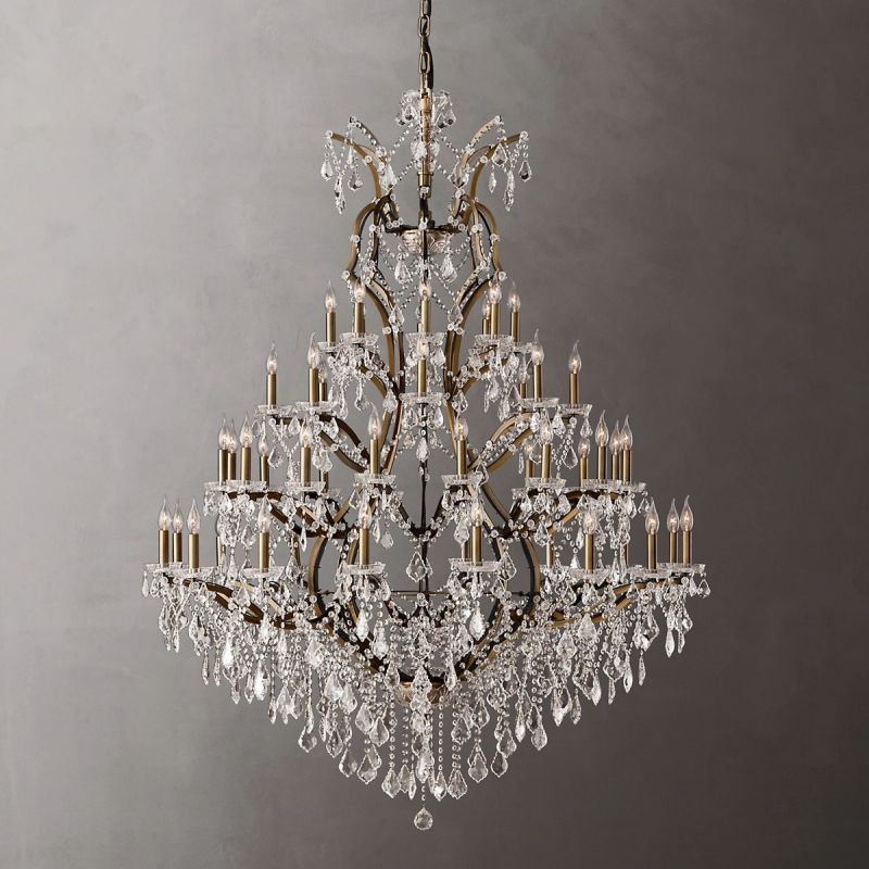 19TH Crystal Round Chandelier