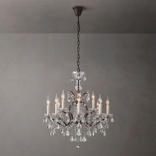 19TH Rococo Crystal Round Chandelier 28"