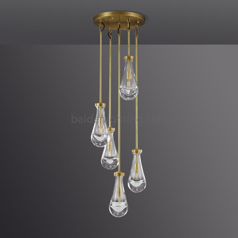 Raindrop Round Chandelier 14"(Rod)