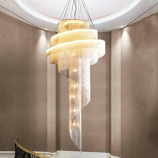 Alisa Luxury Aluminum Chain Tassel Ring Multilayer Chandelier