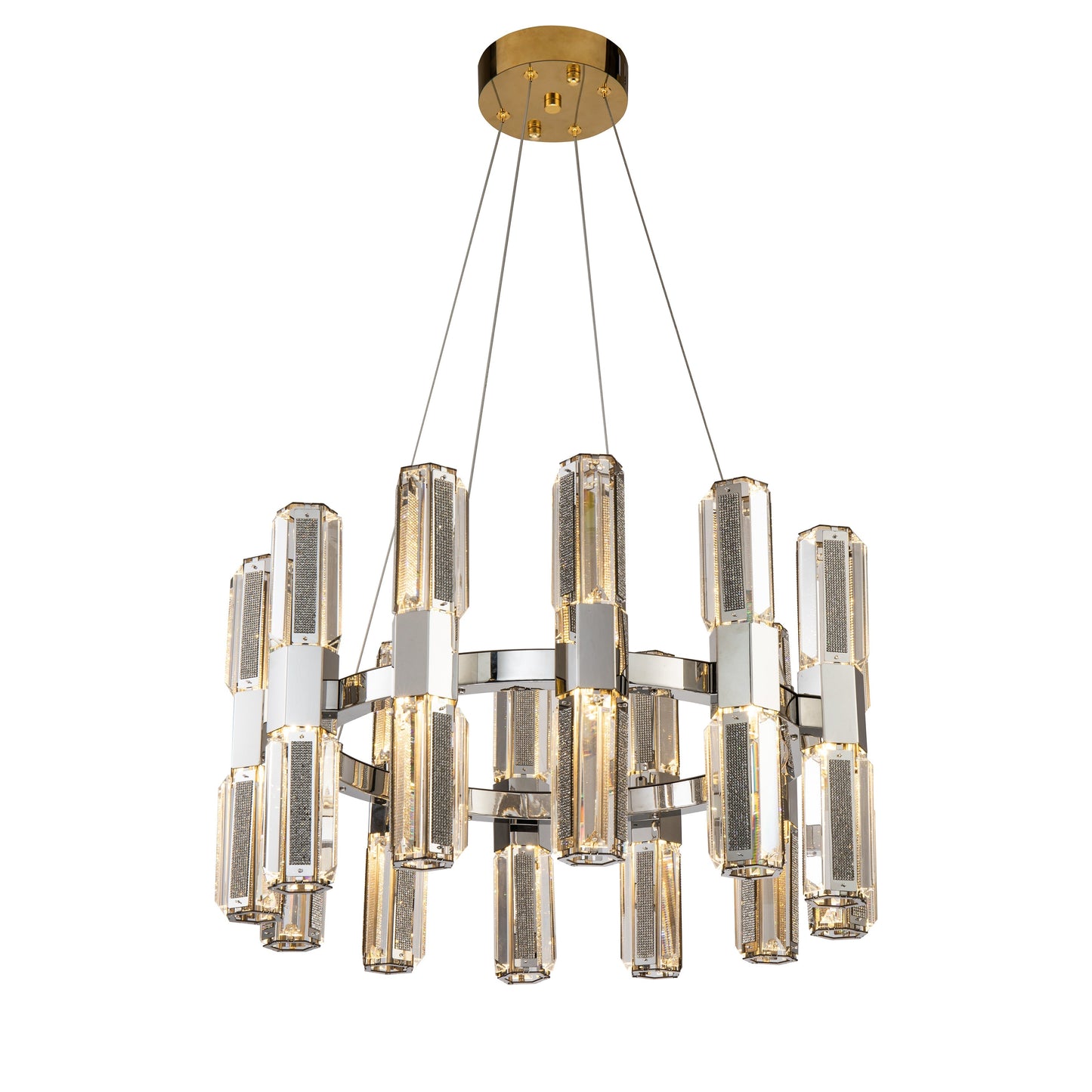 Olivia 3-Tier 32" Round Crystal Led Chandelier