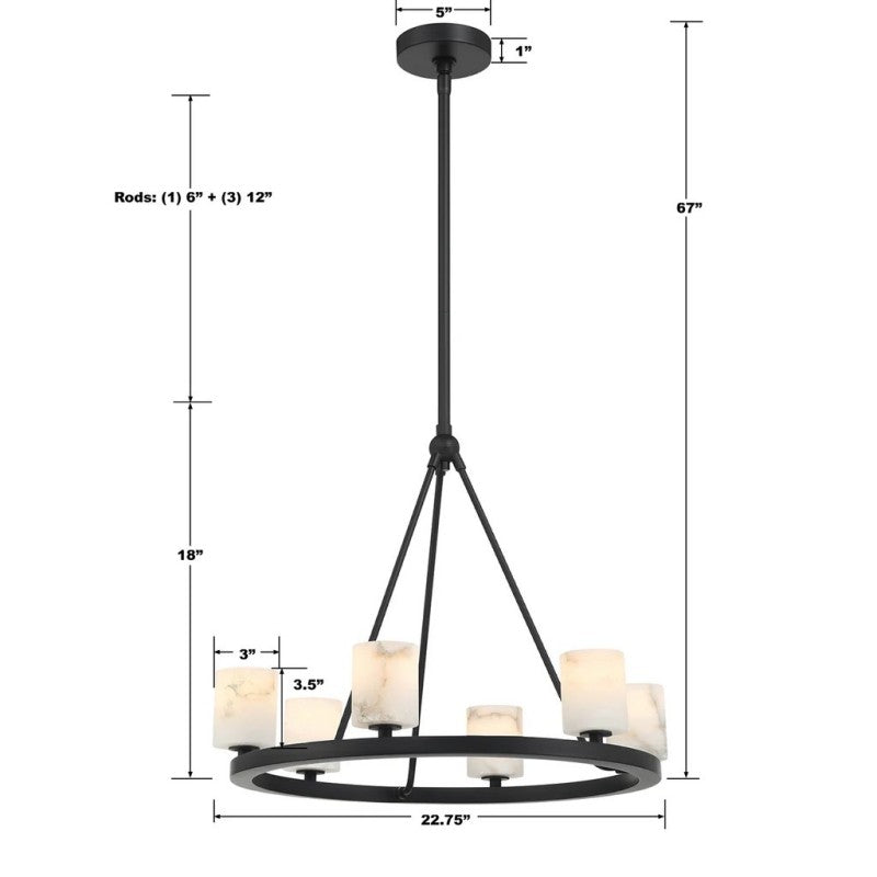 Aragon 6 Light Chandelier Alabaster