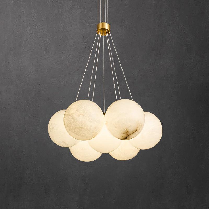 Alabaster Round Art Pendant Light