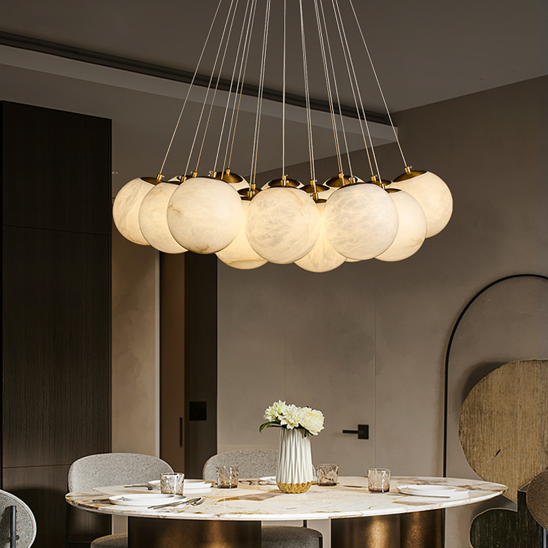 Alabaster Round Art Pendant Light