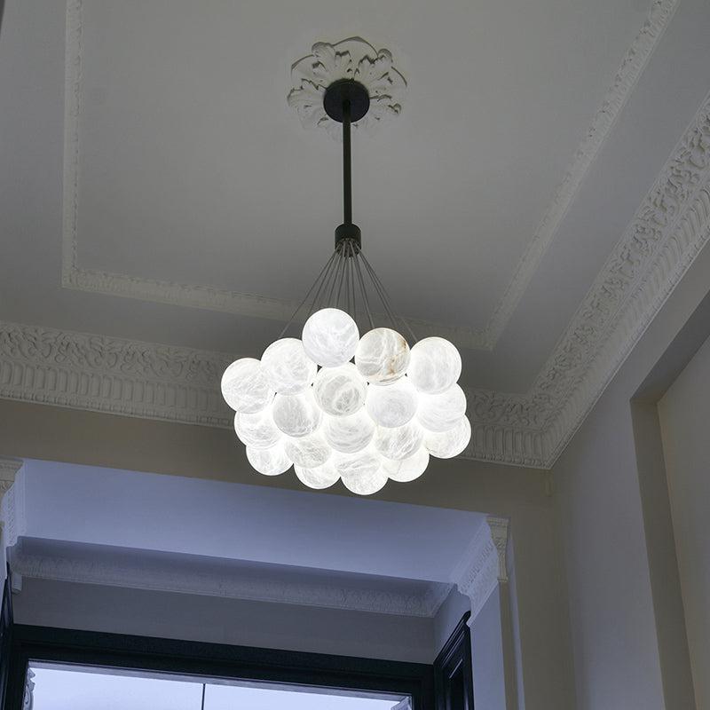 Alabaster Round Art Pendant Light