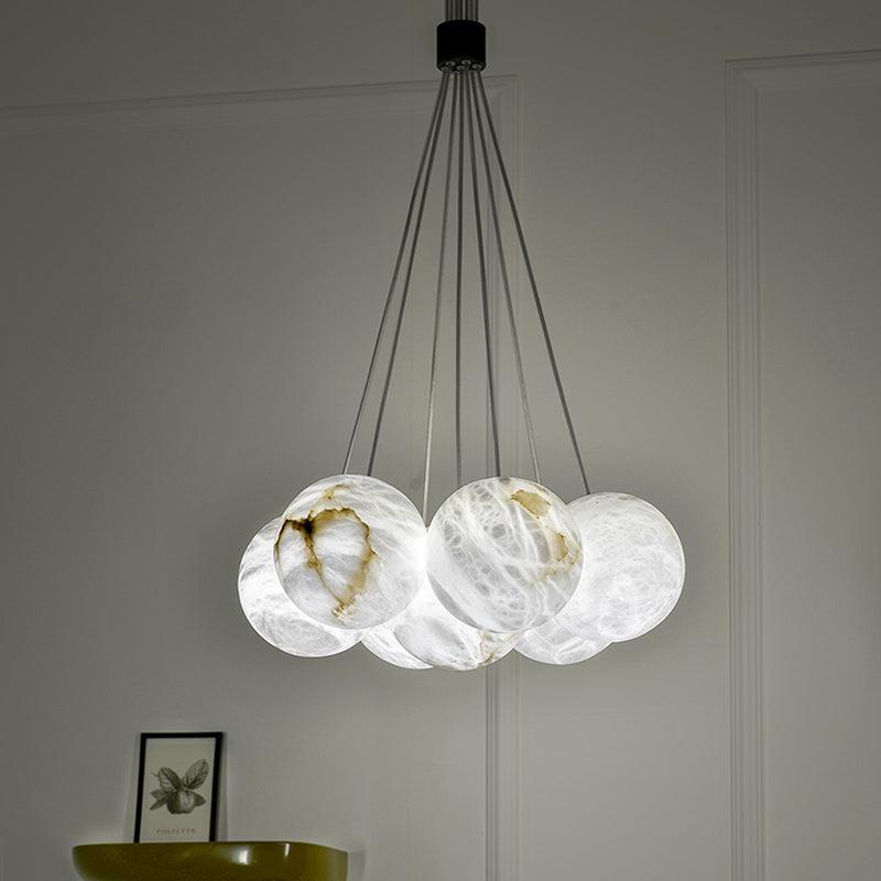 Alabaster Round Art Pendant Light