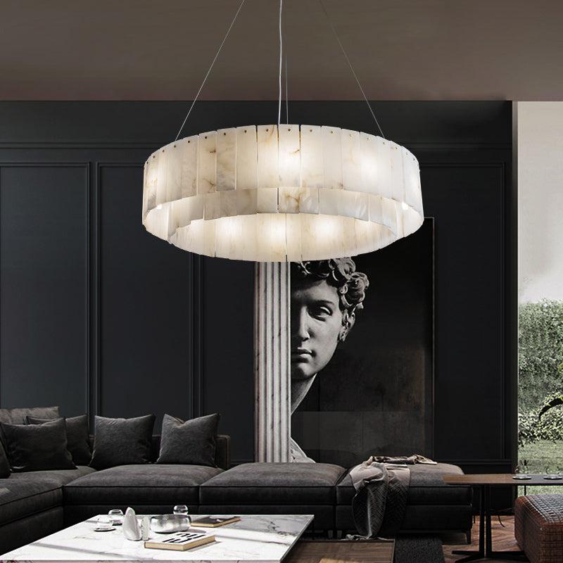 Modern Alabaster 2 tier Round Art Chandelier