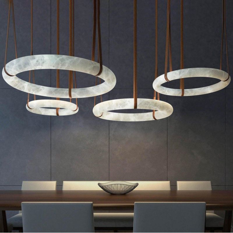 Alabaster Oslo Round Art Chandelier