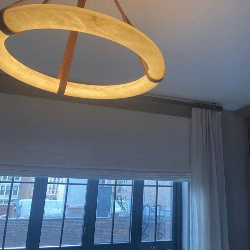 Alabaster Oslo Round Art Chandelier