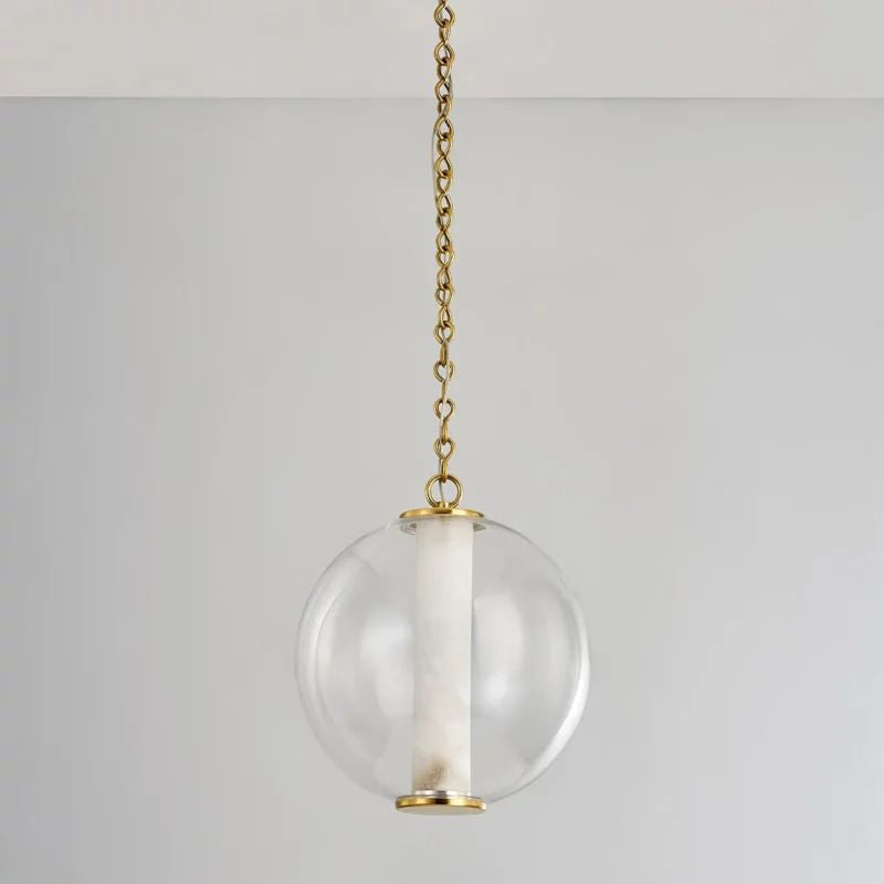 Alabaster Tube Globe Pendant Light