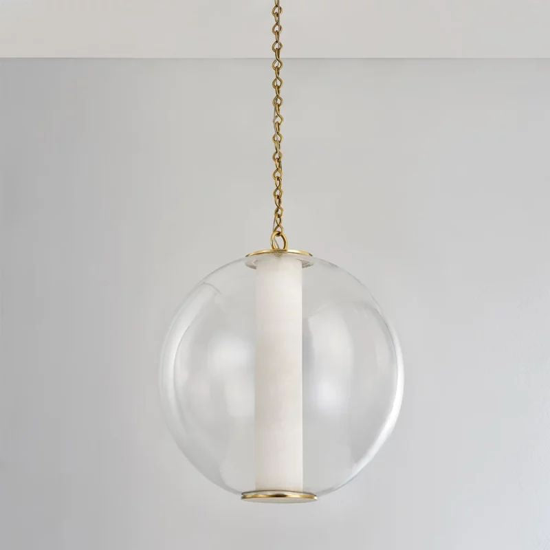 Alabaster Tube Globe Pendant Light