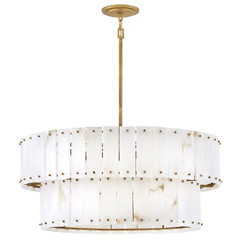 Alabaster Rancho  2-Tier Round Chandelier (34.25"D )