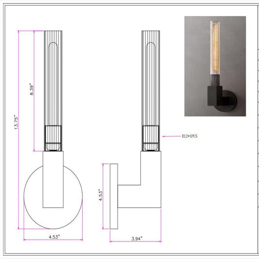 Amorra Candlestick Sconce 13.75" Custom Size