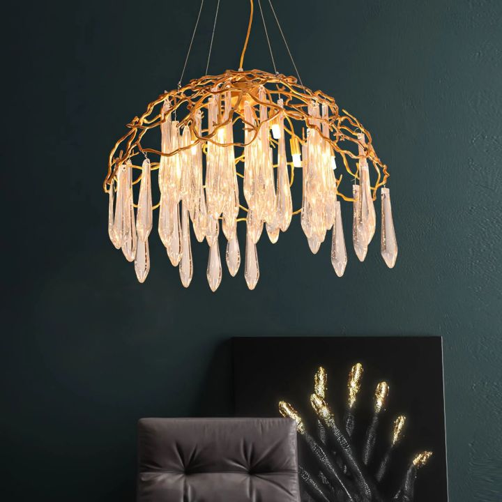 Aqua Dome Glass Branch Chandelier