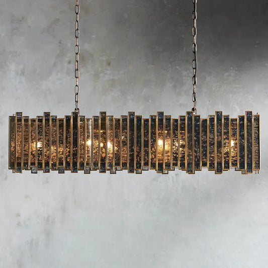 Artistic Antique Glass Lailar Rectangular Chandelier