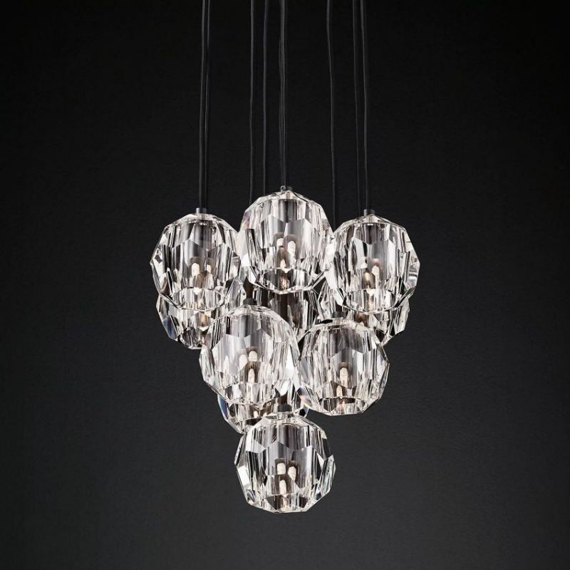 Balle Clear Crystal Cluster Chandelier D14"