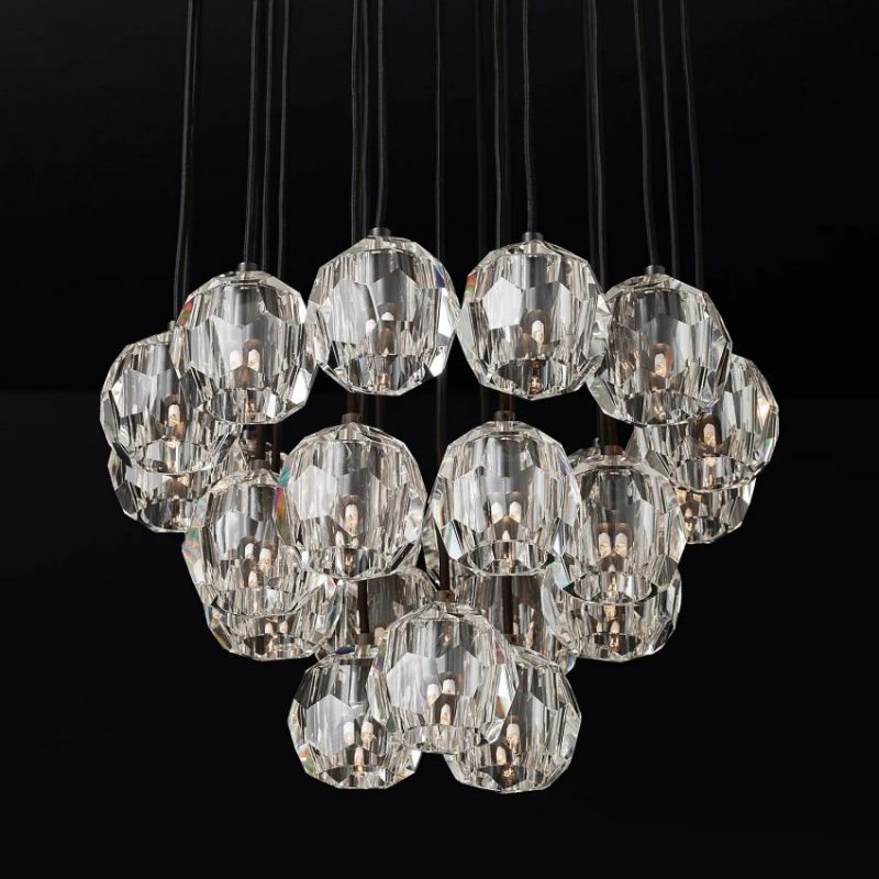 Balle Clear Crystal Cluster Chandelier D24"