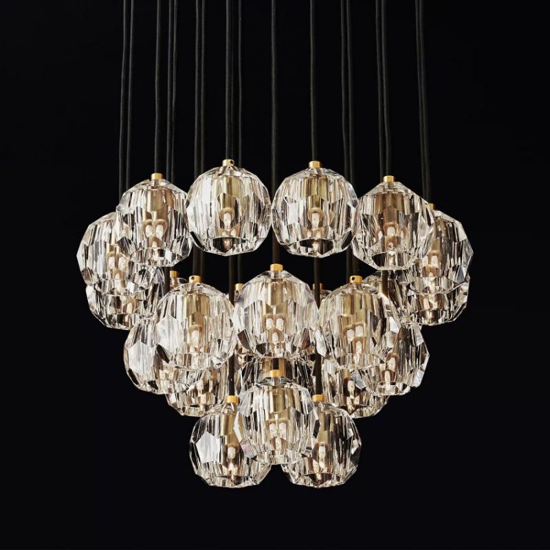 Balle Clear Crystal Cluster Chandelier D24"