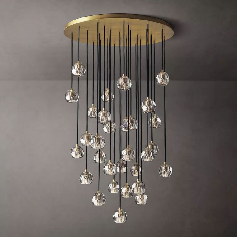 Balle Clear Crystal Cluster Chandelier D40"