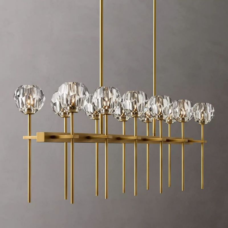 Balle Cristal Double Linear Chandelier 60"（Clear）