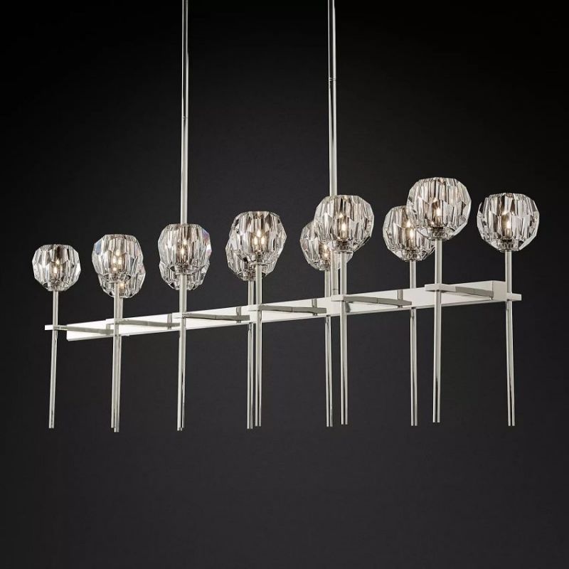 Balle Cristal Double Linear Chandelier 60"（Clear）