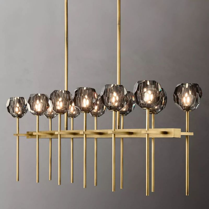 Balle Cristal Double Linear Chandelier 60"(Smoke)