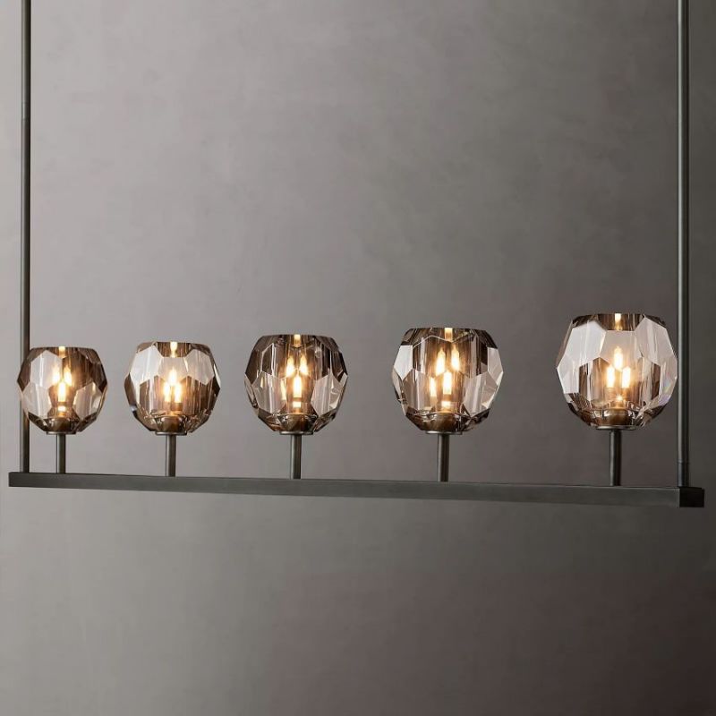 Balle Cristal Linear Chandelier D48"(Smoke)