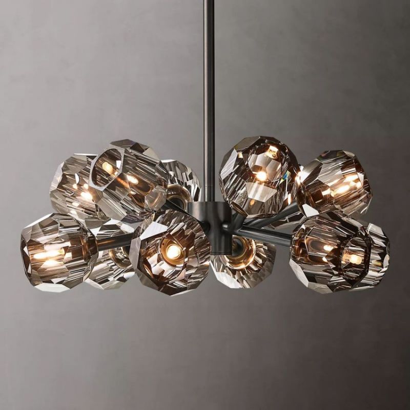 Balle Smoke Crystal Chandelier D24"