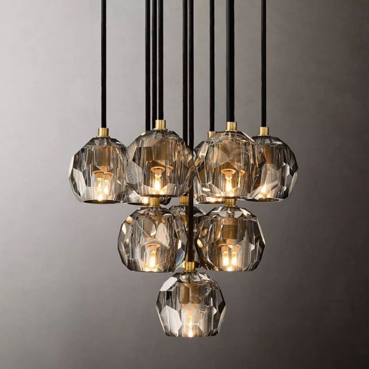 Balle Smoke Crystal Cluster Chandelier D14"