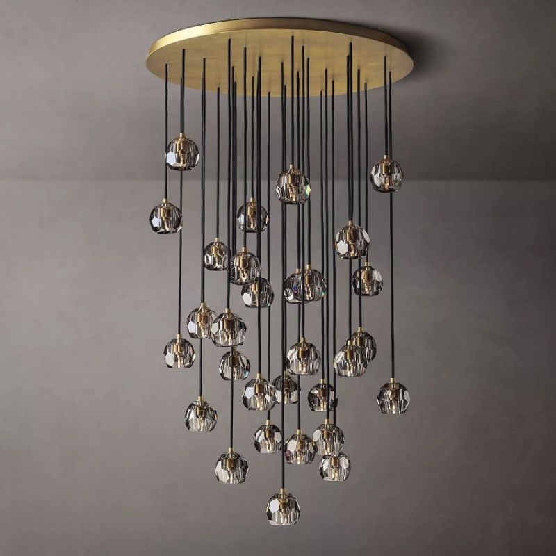 Balle Smoke Crystal Cluster Chandelier D30"