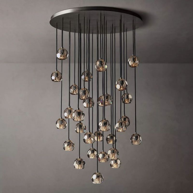 Balle Smoke Crystal Cluster Chandelier D40"