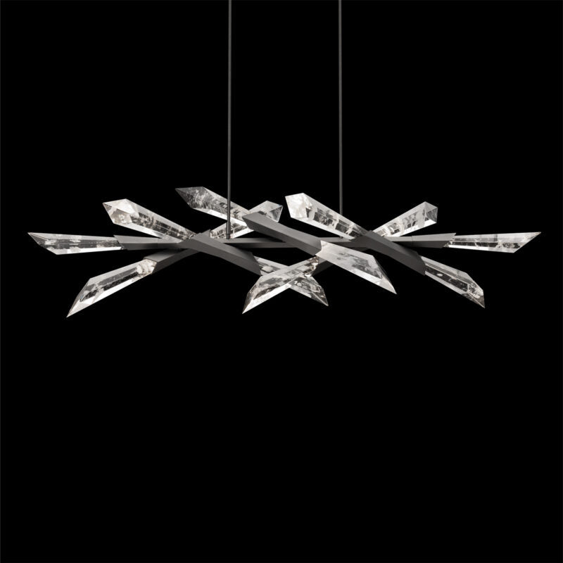 Bergamots Linear Chandelier 60"W Optic Haze Quartz