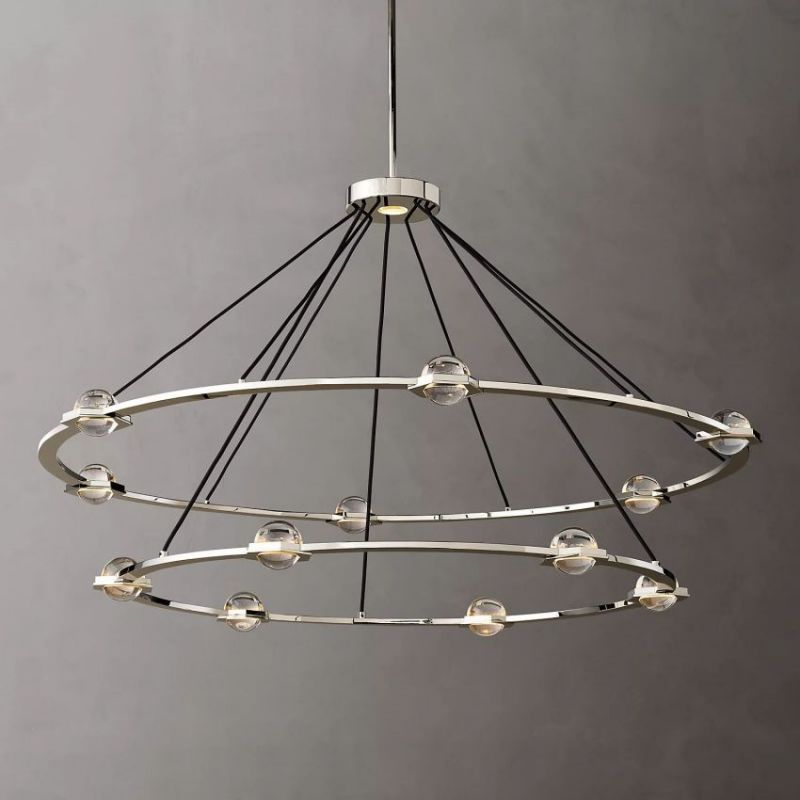 Braelynn Crystal Ball 2-Tier Round Chandelier 60"