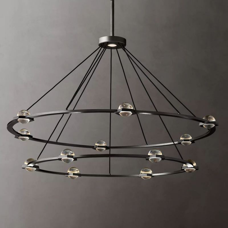 Braelynn Crystal Ball 2-Tier Round Chandelier 60"