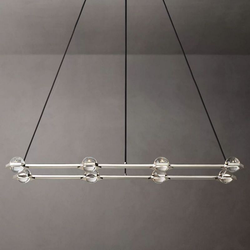 Braelynn Crystal Ball Rectangular Chandelier 54"