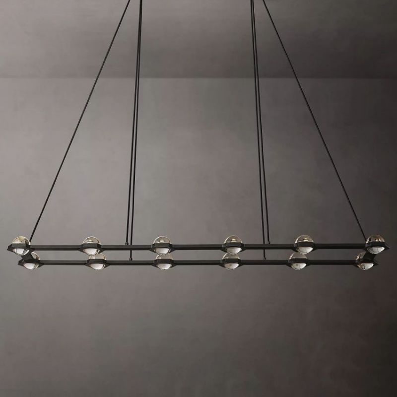 Braelynn Crystal Ball Rectangular Chandelier 72"