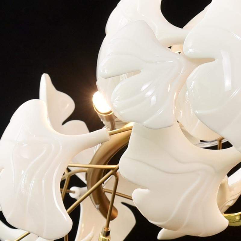 Ceramic Ginkgo Petal Branches-Shaped Chandelier(Round)