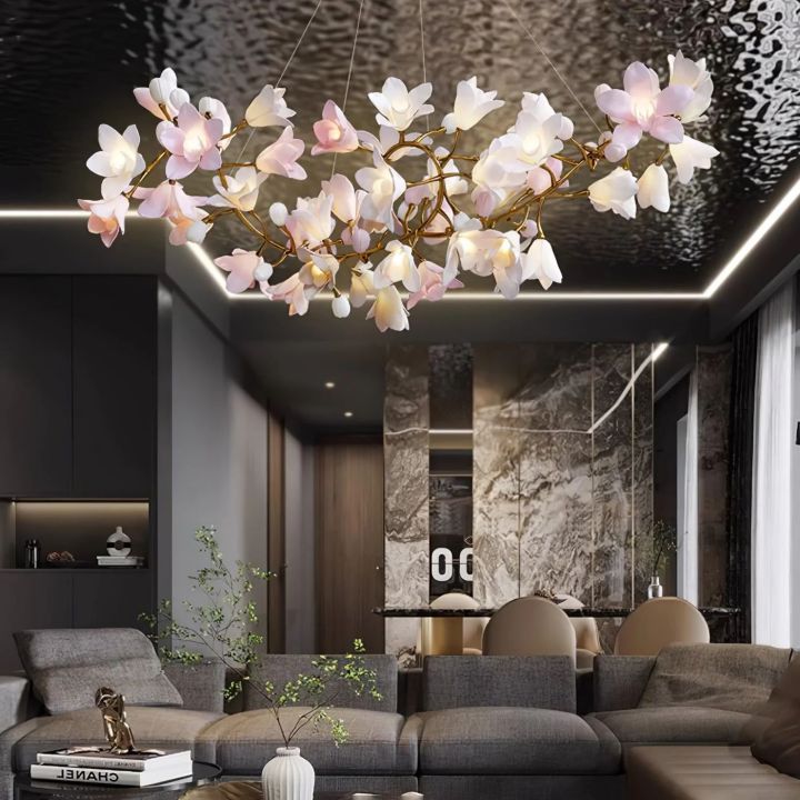 Circular Blossom Ceramic Chandelier