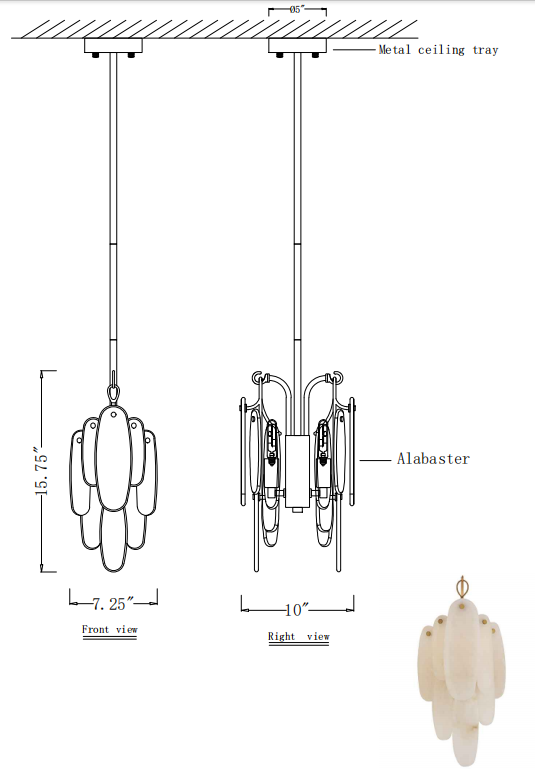 Comora Waterfall Alabaster Pendant