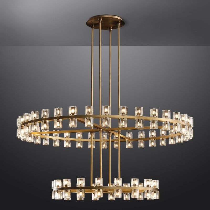 Felix Crystal Shades 2-tier Round Chandelier 60''D