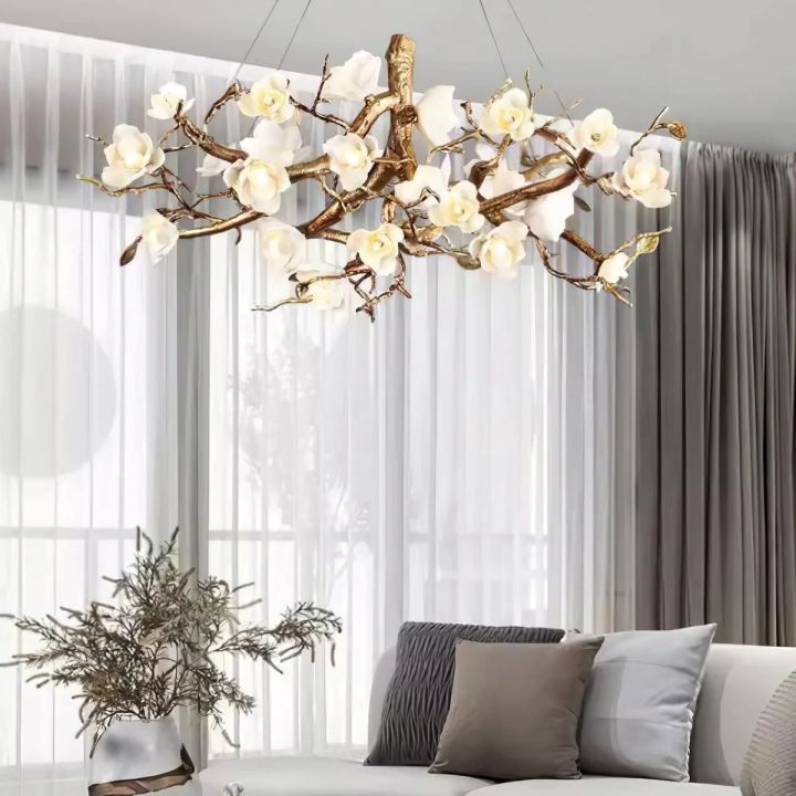 Flower Bloom Branch Ceramic Chandelier