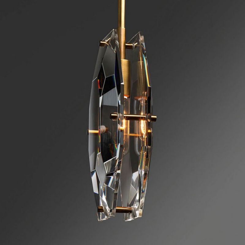 Frink Modern Faceted Smoke Crystal Pendant Light