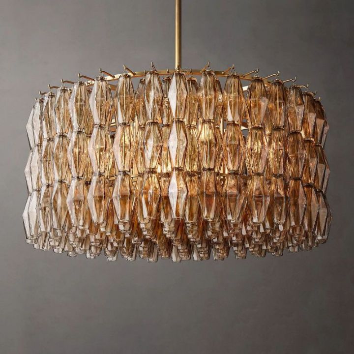 Vicky Smoke Glass Round Chandelier 37"