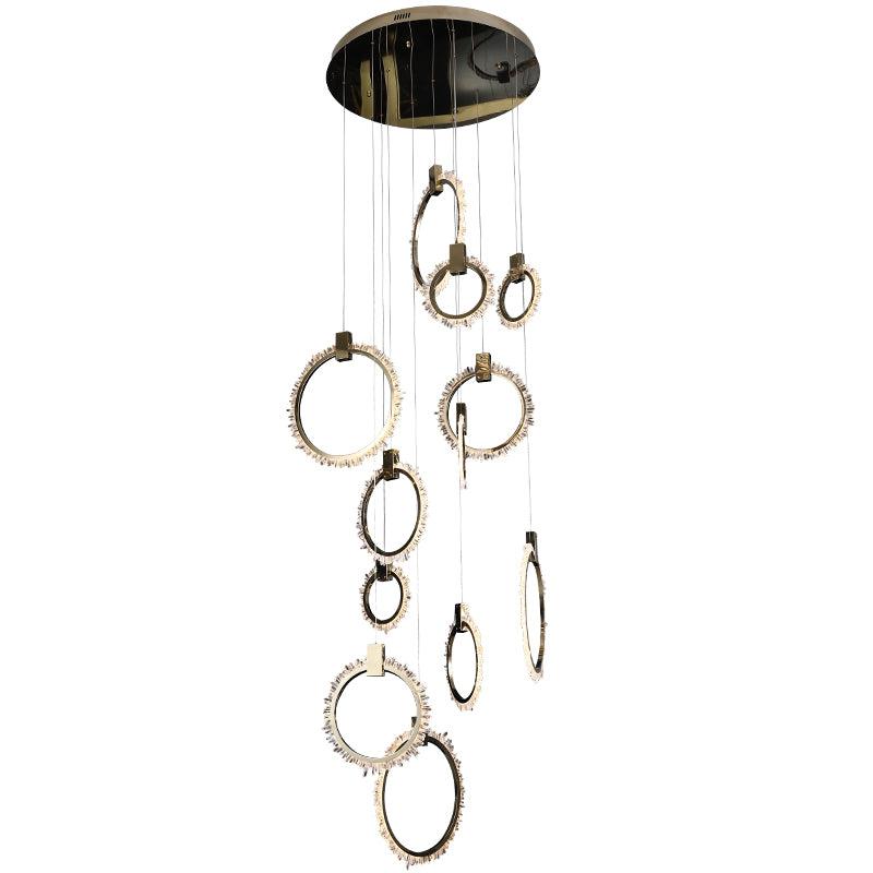 Gina Crystal Champagne Gold Staircase Chandelier